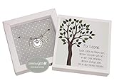 Personalisierte Taufkette 'Lebensbaum' aus 925er Silber mit Gravur, Geburtsstein und Geschenkbox